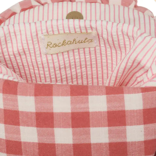 Bolso gingham con volante y lazo