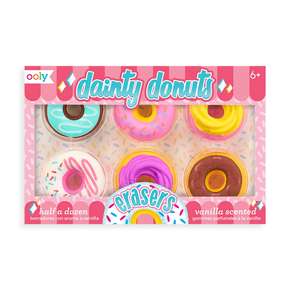 Gomas de borrar Dainty Donuts con aroma a vainilla (juego de 6)