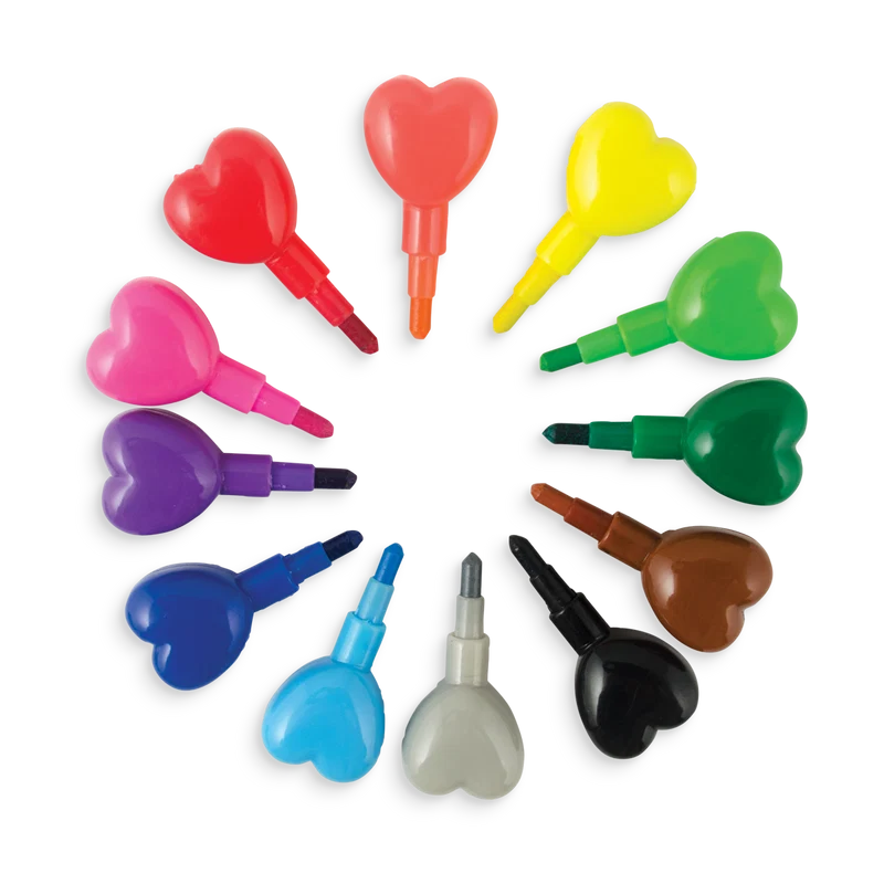 De corazón a corazón: Crayones apilables (12 unidades)