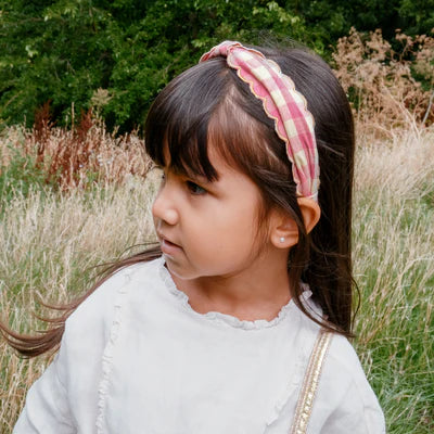 Diadema gingham festoneada