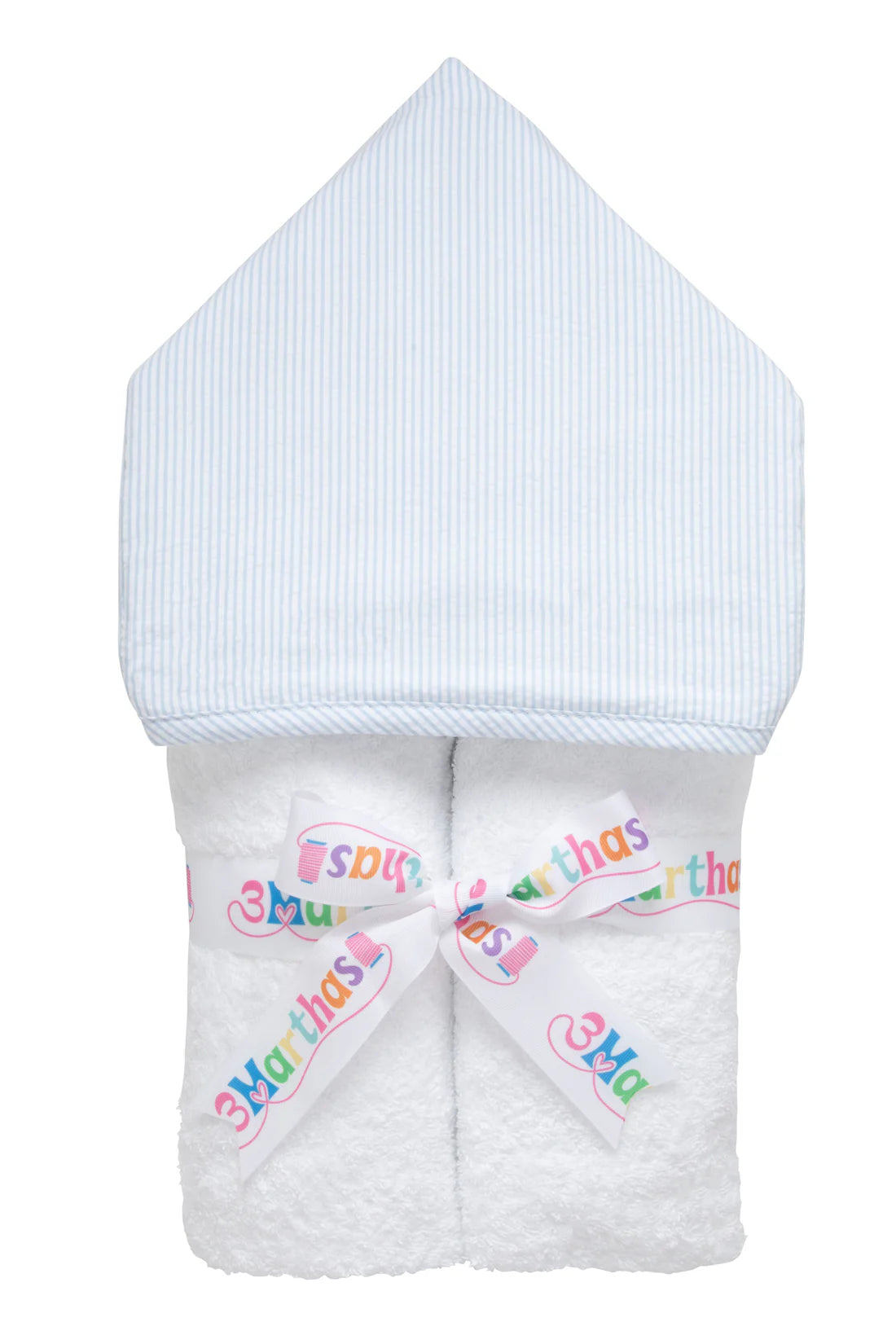 Toalla infantil de rayas seersucker azul