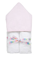 Toalla infantil de rayas seersucker rosa