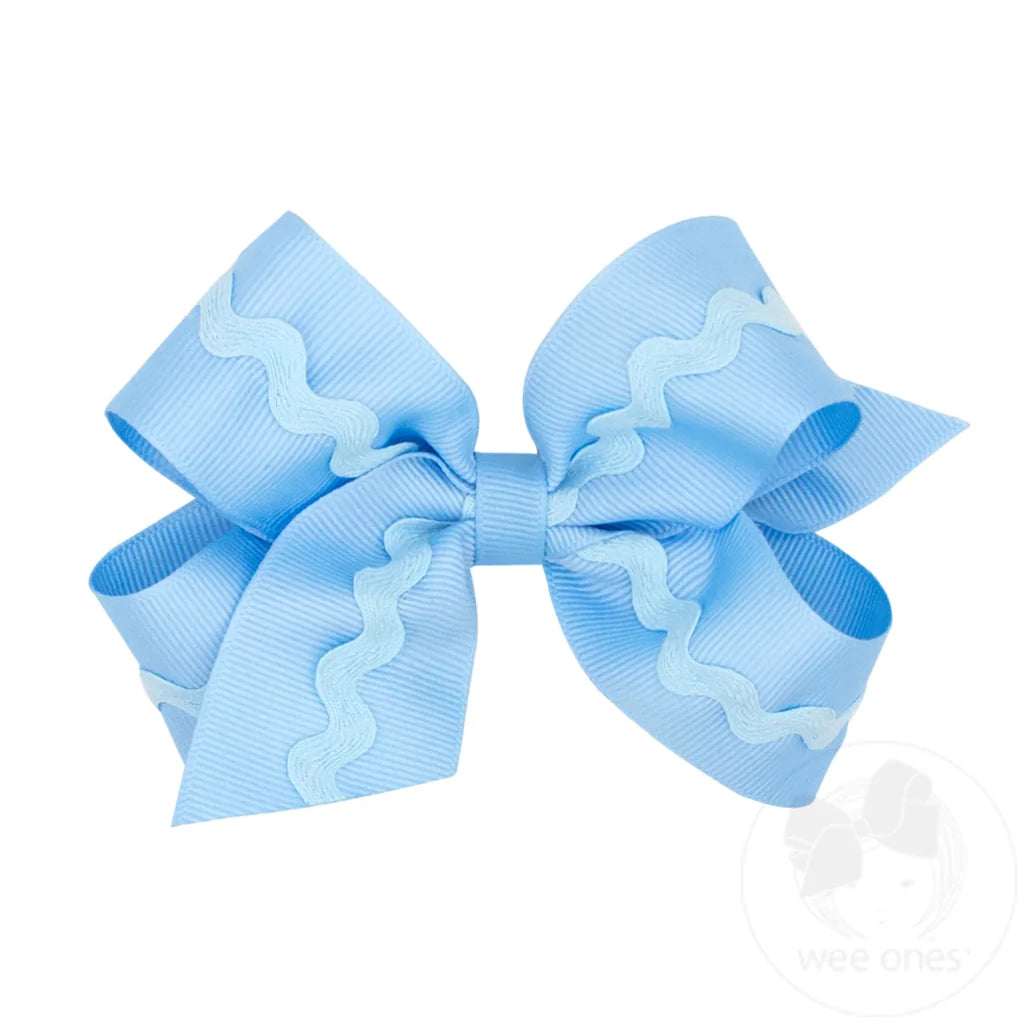Lazo mediano para el cabello de grosgrain con ribete de zigzag