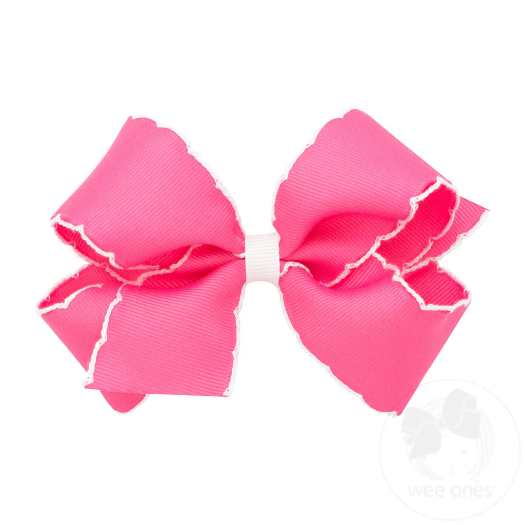 Lazo mediano para el cabello de grosgrain con puntada lunar y envoltura en contraste.