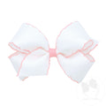 Lazo mcontraste ediano para el cabello de grosgrain con puntada lunar y envoltura en blanco/rosa