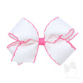 Lazo mcontraste ediano para el cabello de grosgrain con puntada lunar y envoltura en blanco/fucsia