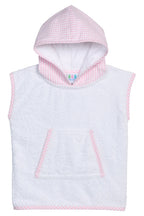 Cubre bañó blanco con estampado de cuadros grandes de seersucker rosa en blanco