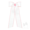 Pajarita mediana de grosgrain con punto lunar, nudo envolvente y cintas decorativas blanco