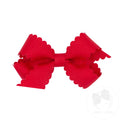 Mini lazo para el cabello de grosgrain con borde festoneado rojo