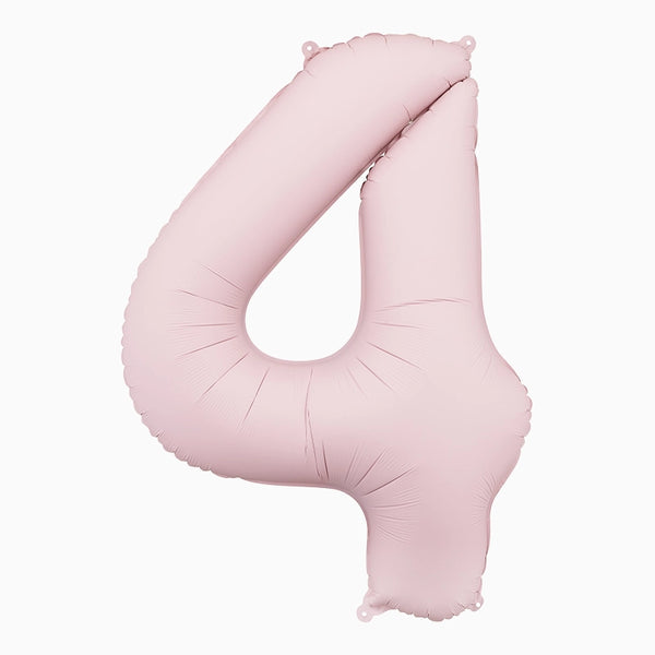 Globo Foil Número Mediano 86 cm Mate Rosa Bebé Pastel
