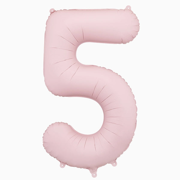 Globo Foil Número Mediano 86 cm Mate Rosa Bebé Pastel