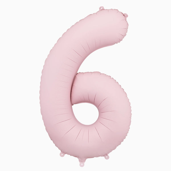 Globo Foil Número Mediano 86 cm Mate Rosa Bebé Pastel