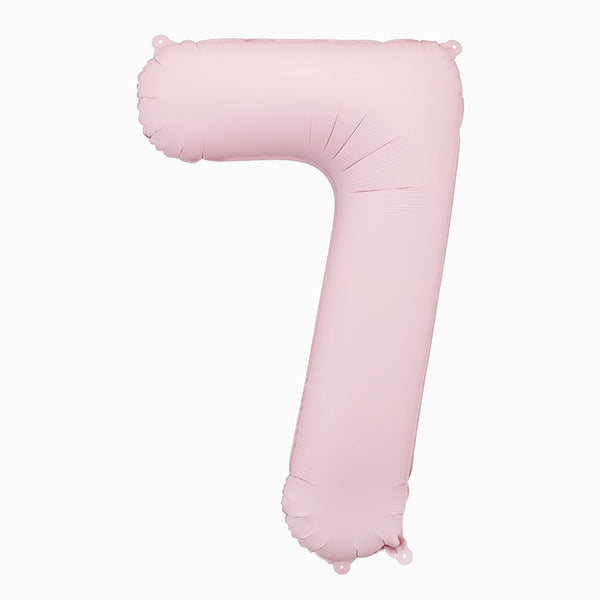 Globo Foil Número Mediano 86 cm Mate Rosa Bebé Pastel
