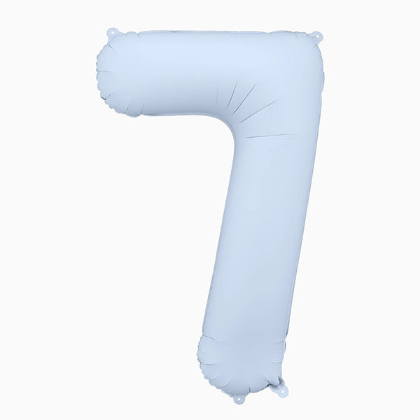 Globo Foil Número Mediano 86 cm Mate Azul Pastel