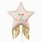 Metalizado globo estrella with fringes feliz cumpleaños, 72x72 cm, mezcla