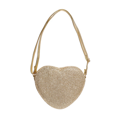 BOLSA CON PURPURINA DORADA CON CORAZON DE AMOR