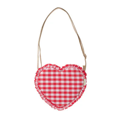 Bolso gingham con volante y corazón