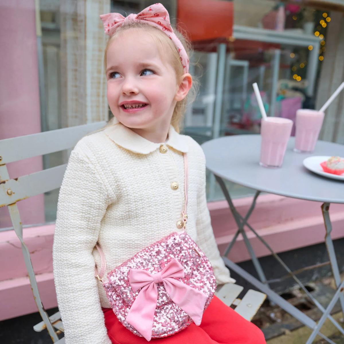 Bolso de lentejuelas rosa precioso