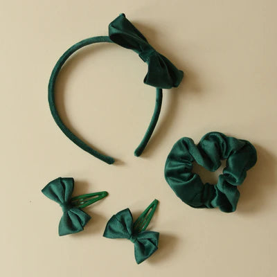 Set Escolar Lazo Terciopelo verde