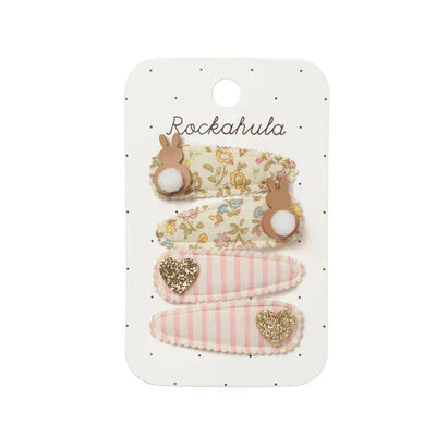 Set de ganchos de conejito con pétalos