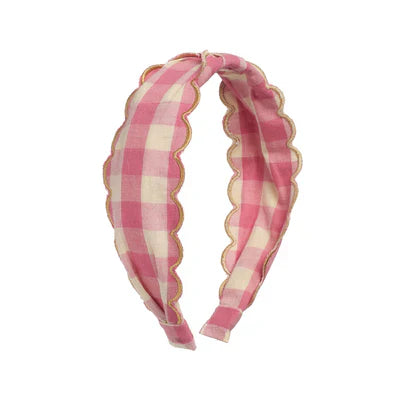 Diadema gingham festoneada