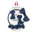 Set Escolar Lazo Terciopelo Azul