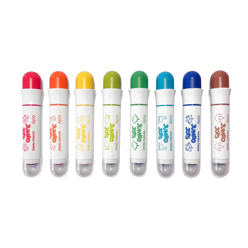 Jumbo Jots: Marcadores de punta doble cono y sello - Dinosaurio (Set de 8)