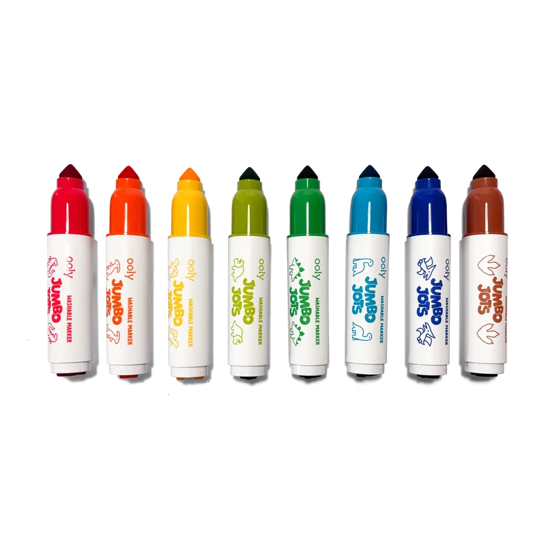Jumbo Jots: Marcadores de punta doble cono y sello - Dinosaurio (Set de 8)