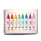 Jumbo Jots: Marcadores de doble punta y sello - Unicornio (Juego de 8)