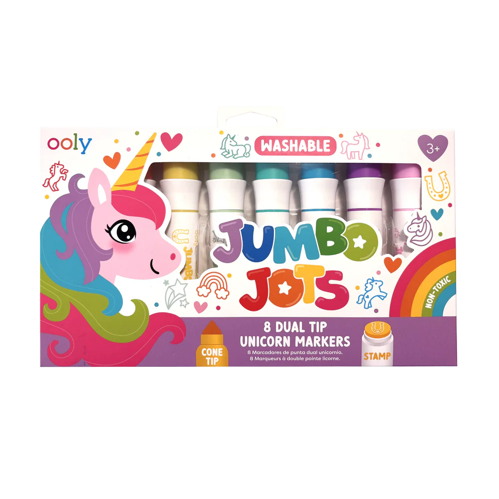 Jumbo Jots: Marcadores de doble punta y sello - Unicornio (Juego de 8)