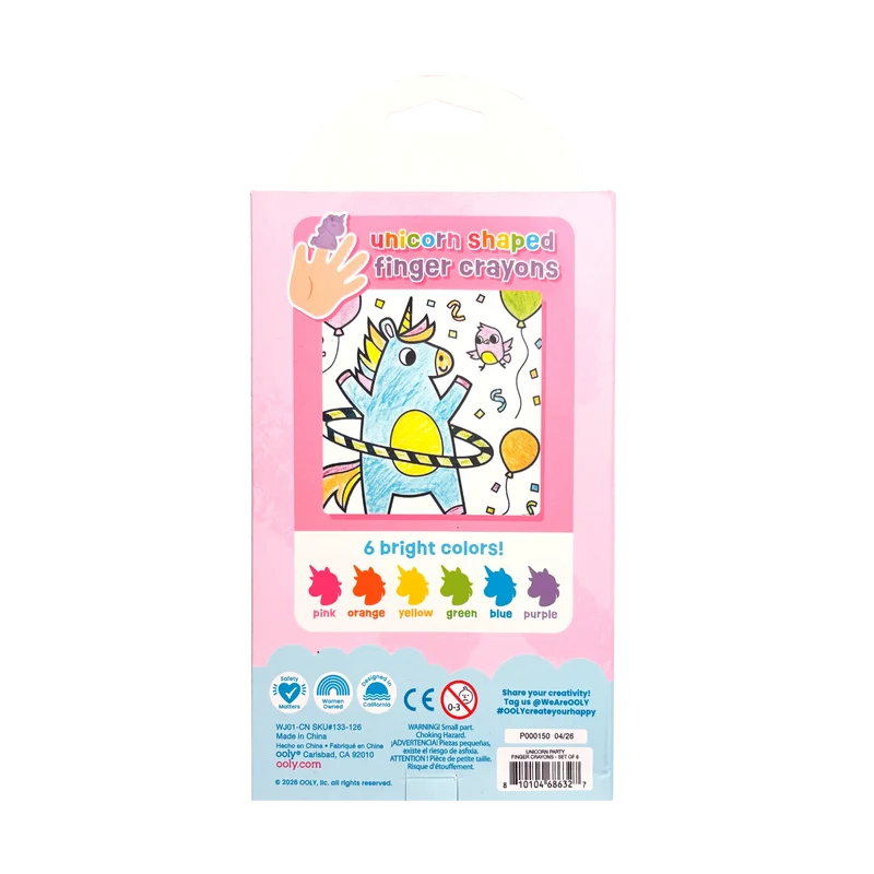 Fiesta de unicornios: Crayones de dedo (juego de 6)