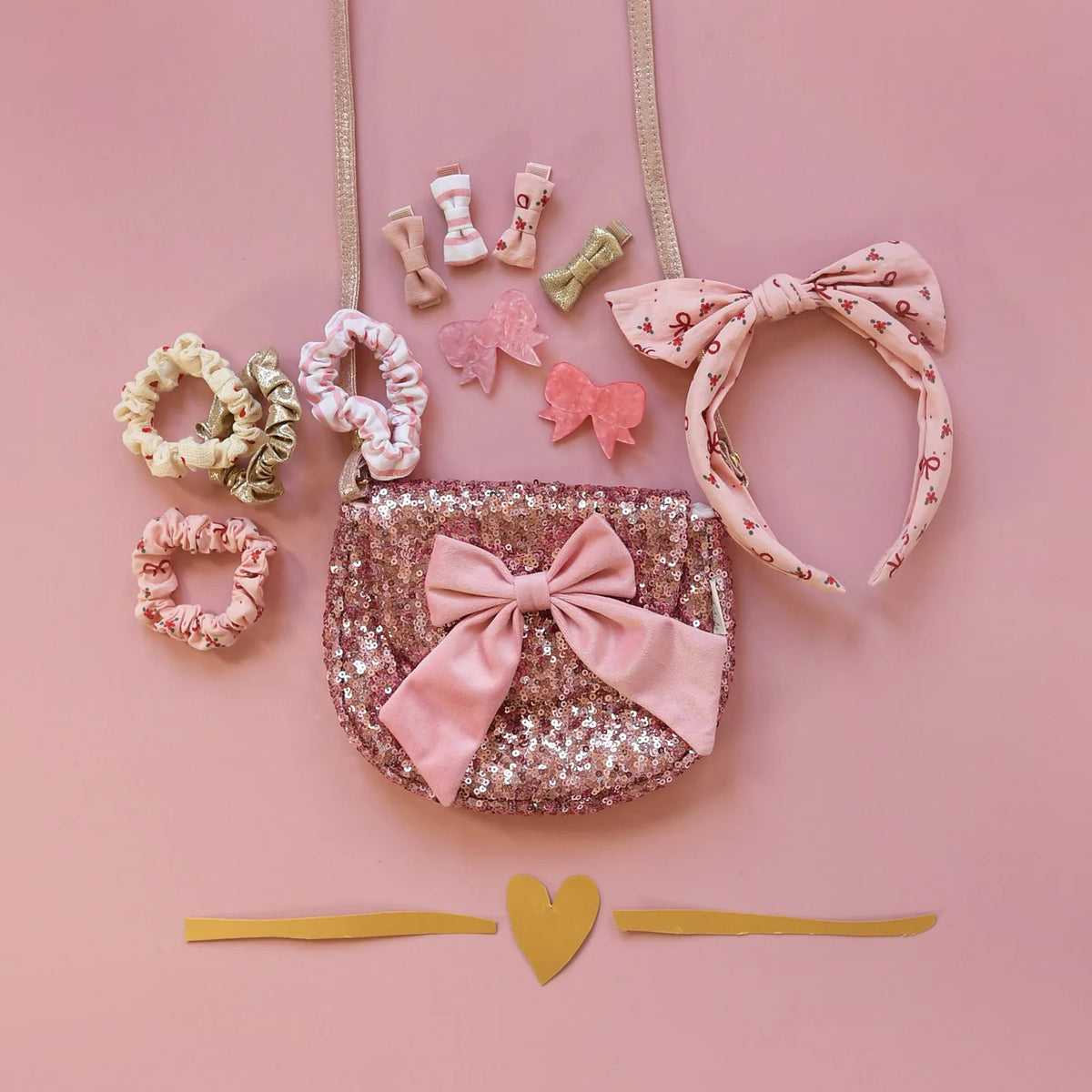 Bolso de lentejuelas rosa precioso