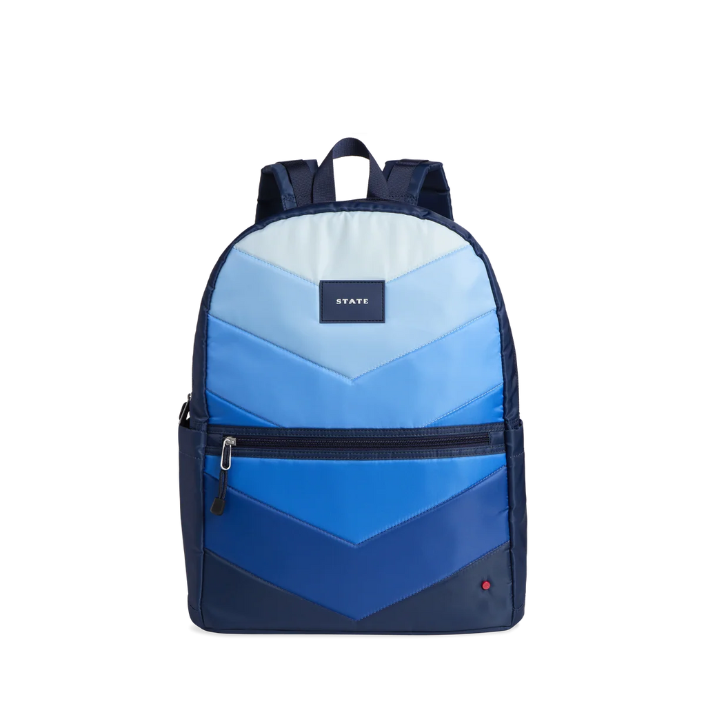 Mochila Kane grande de doble bolsillo azul de varios tonos