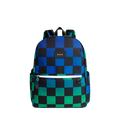 Mochila Kane de doble bolsillo azul y verde de cuadros
