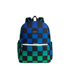 Mochila Kane de doble bolsillo azul y verde de cuadros