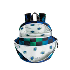 Mochila Kane de doble bolsillo azul y verde de cuadros