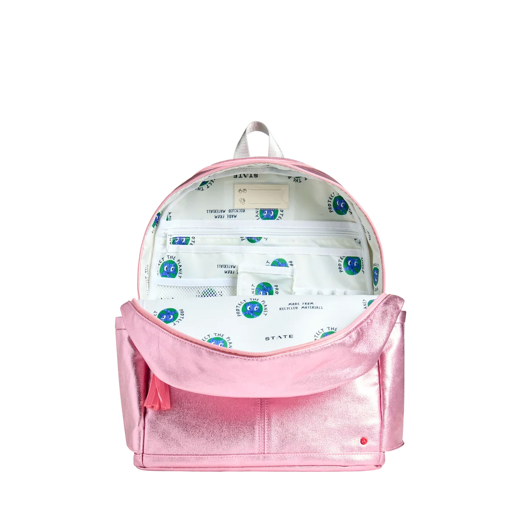 Mochila Kane de doble bolsillo morada con estrellas de colores