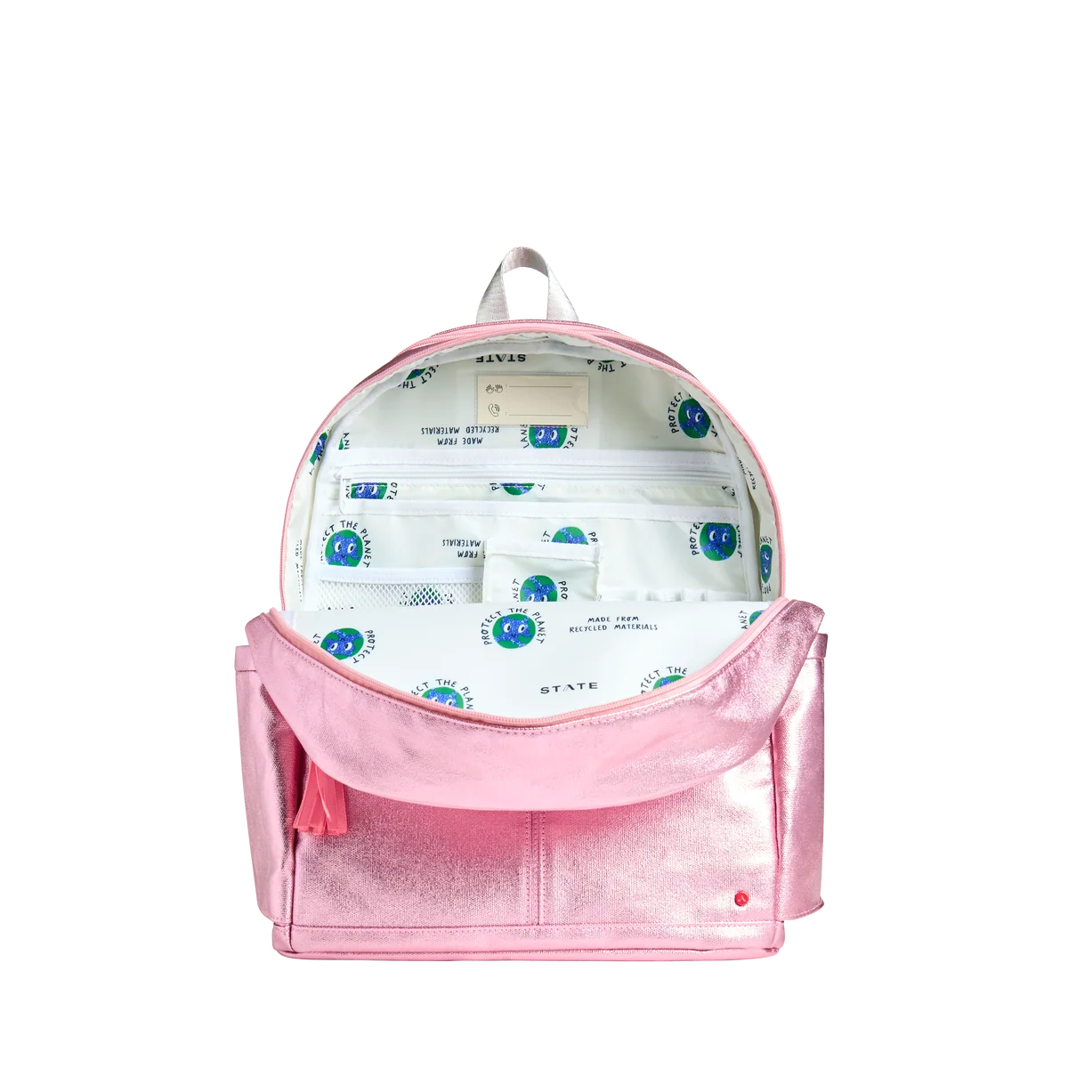 Mochila Kane de doble bolsillo morada con estrellas de colores