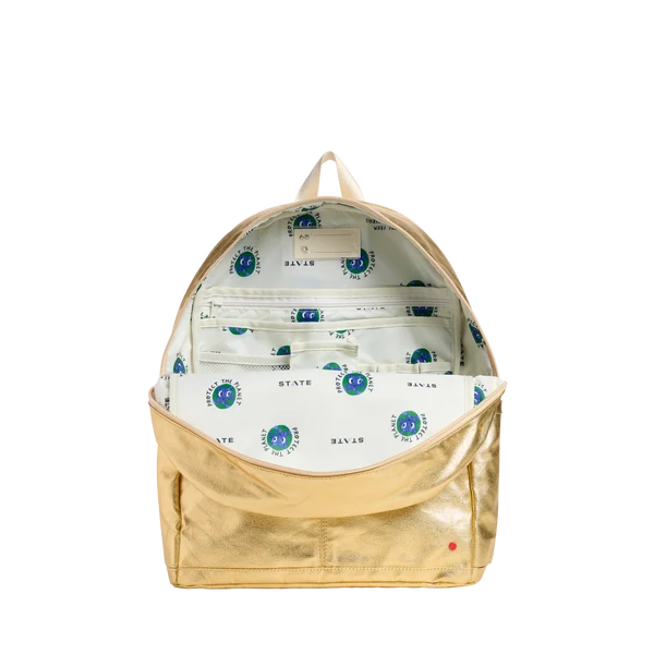 Mochila Kane grande de doble bolsillo dorada