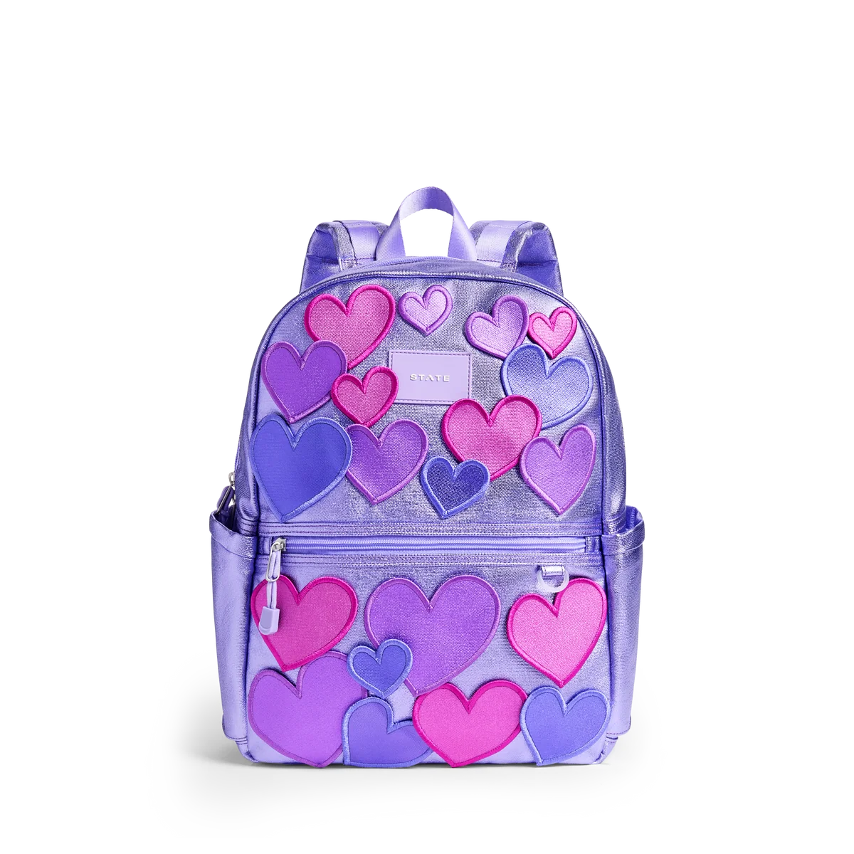 Mochila Kane de doble bolsillo morada con estrellas de colores