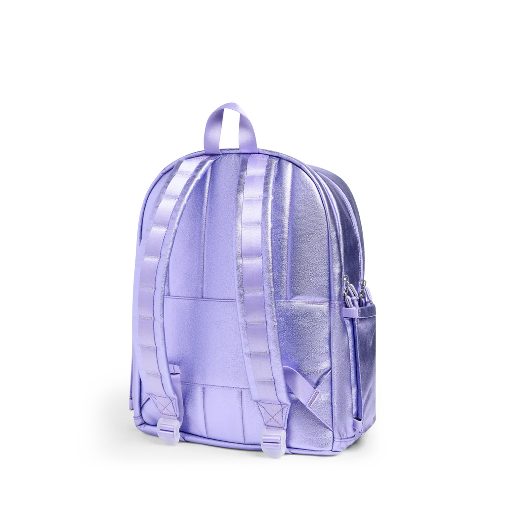 Mochila Kane de doble bolsillo morada con estrellas de colores