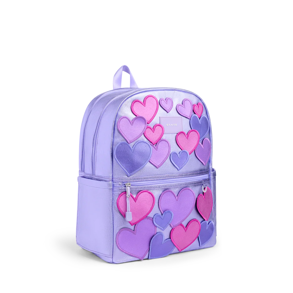 Mochila Kane de doble bolsillo morada con estrellas de colores