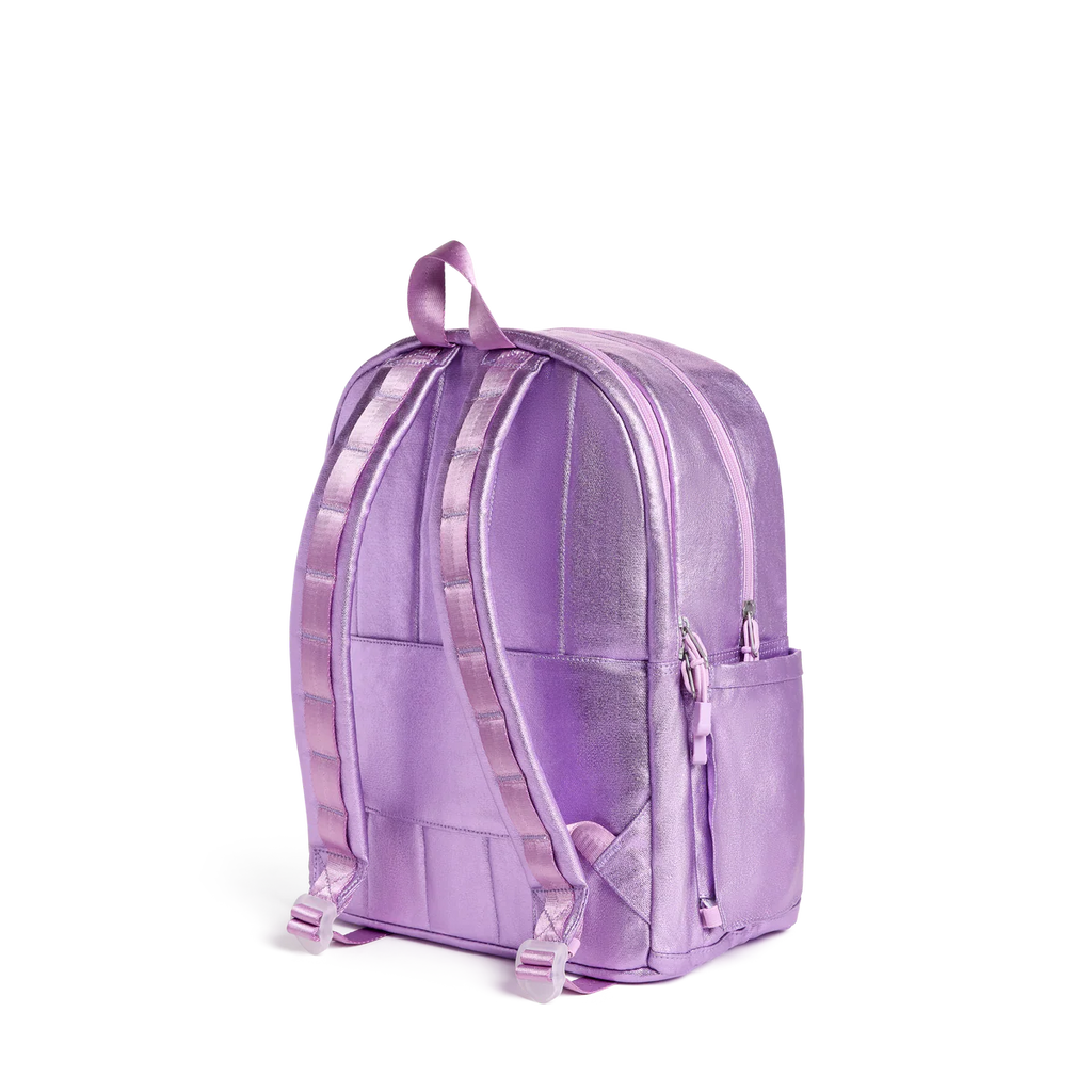 Mochila Kane de doble bolsillo morada con estrellas de colores