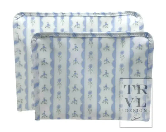 Estuche con cremallera - Floral con lazo Azul