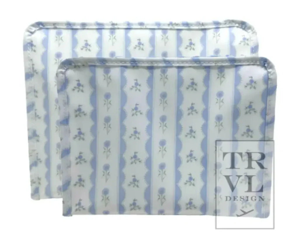 Estuche con cremallera - Floral con lazo Azul