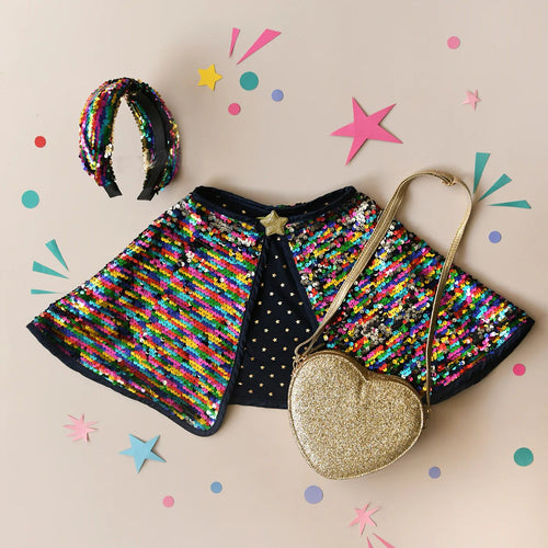 BOLSA CON PURPURINA DORADA CON CORAZON DE AMOR