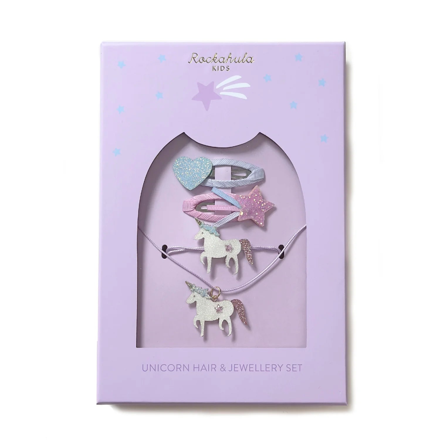 Set de cabello y joyeria unicornio