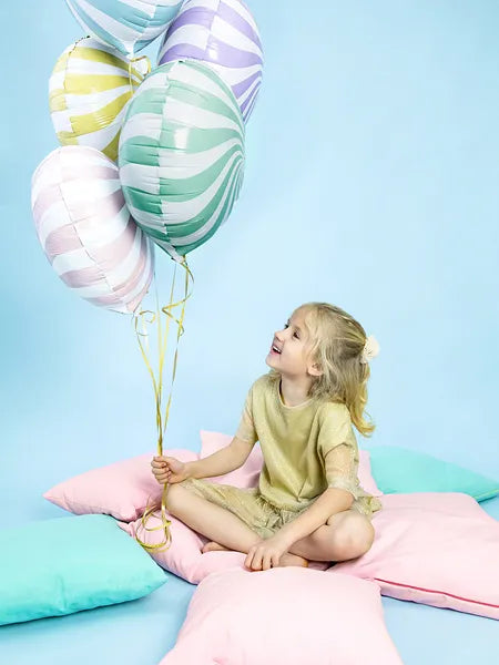 Globo de aluminio con forma de caramelo, 35 cm, color menta