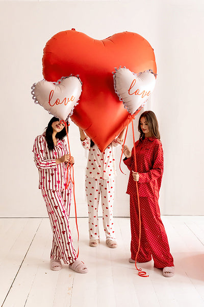 Xxl metalizado globo corazón, 136x129 cm, rojo