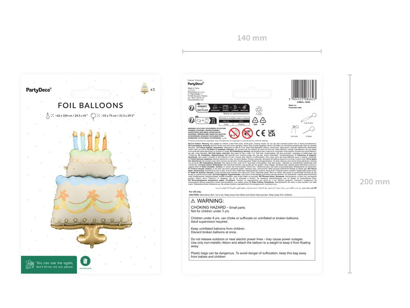 Tarta con globos de papel de aluminio, 62x104 cm, surtido